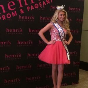 Hot Pink Sherri Hill Cocktail Dress pleats beaded